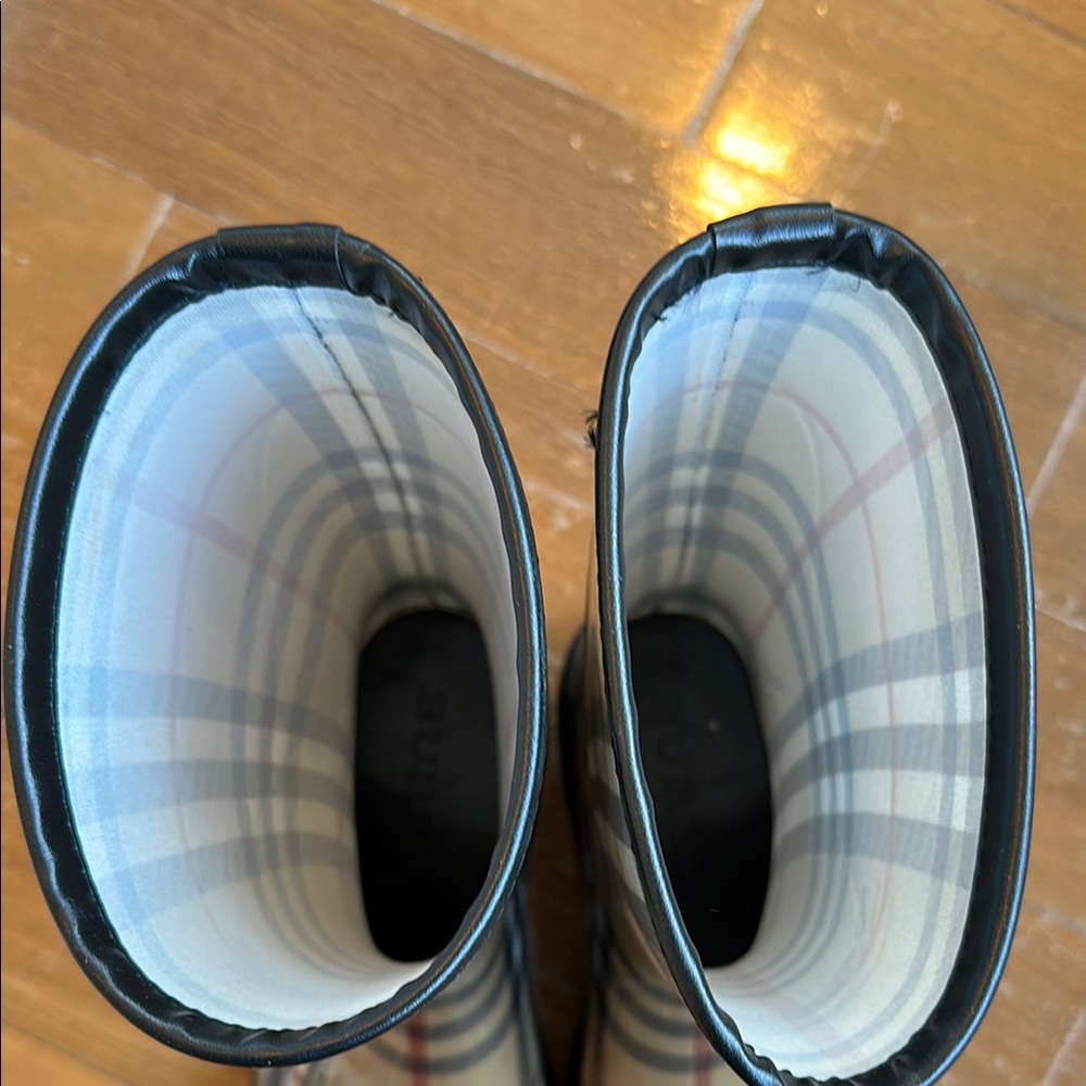 Burberry Plaid Winter & Rain Boots - Tan and Black - Picture 8 of 12